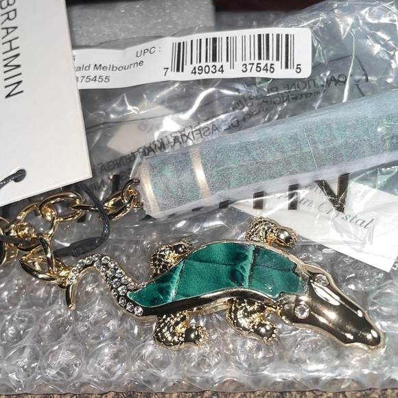 BRAHMIN Emerald Croc Charm Tassel NWT - Picture 3 of 5